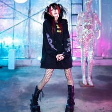 LISTEN FLAVOR Dragon Heart China Hoodie Black x Neon Green