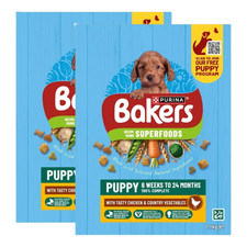 2 x BAKERS Puppy Superfoods Chicken & Vegetable 1.1kg Complete Dry Dog Food Plus 6.77 per kilo