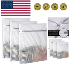 3Pcs Durable Honeycomb Mesh Laundry Bags for Delicates 125gsm Net Fabric Dura...