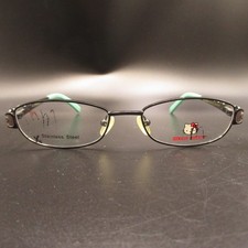 Hello Kitty Eyeglass Frames HK 220-2 Black Stainless Steel Kids Women 50-16-130