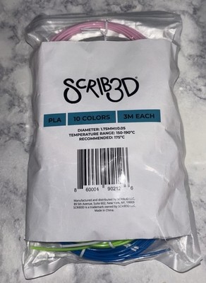 Scrib3D Advanced 3D Printing Filament- 10 colors, 3m each For 3D Pen