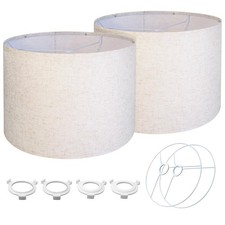 Beige Drum Lamp Shades 13x13x10.2 Inch Fabric Spider E26E12 Fitter 2 PCS