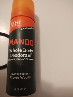 Mando Whole Body Deodorant Clover Woods Spray 1.0 Fl Oz Each Aluminum Free.