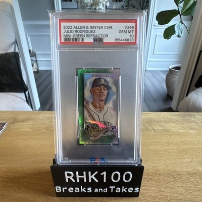 Topps 2022 Allen & Ginter Chrome Julio Rodriguez #269 Mini Green /99 PSA 10