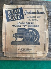 Vintage John Deere Instructions Parts Engines No. 107T for Model "E" Engines