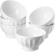 16 OZ Ceramic Soup/Cereal Bowls White Bowls Set of 6 -Round Bowls Cereal Soup