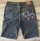 VTG Evisu Japanese Selvedge Denim Embroidered Shorts-Men' 44- Baggy Y2K Hip Hop