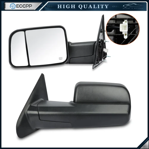 Pair Power Heated Tow Mirrors For 03-08 Dodge Ram 1500 2500 3500 [Updated Style]