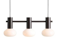 HäNgelampe Glas Mokka Metall KüChe L:75 Cm E14 3-Flammig Pendelleuchte Esszimmer