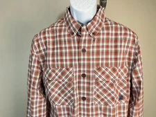 AKHG Alaskan Hardgear Duluth Trading Co. Men's white, orange & blue l/s shirt M