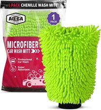 AIDEA Microfiber Car Wash Mitt Scratch-Free Chenille Green 7x10
