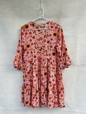 🎈 TREE OF LIFE floral Sun Dress Layered Viscose M 12