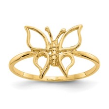14K Yellow Gold Polished Butterfly Ring Size 7 for Women 1.66gm