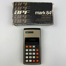 Vintage APF Mark 84 Calculator Blue LED w Box Test Works