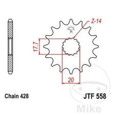 Pinion for Sachs ZZ 125 2T 15 teeth