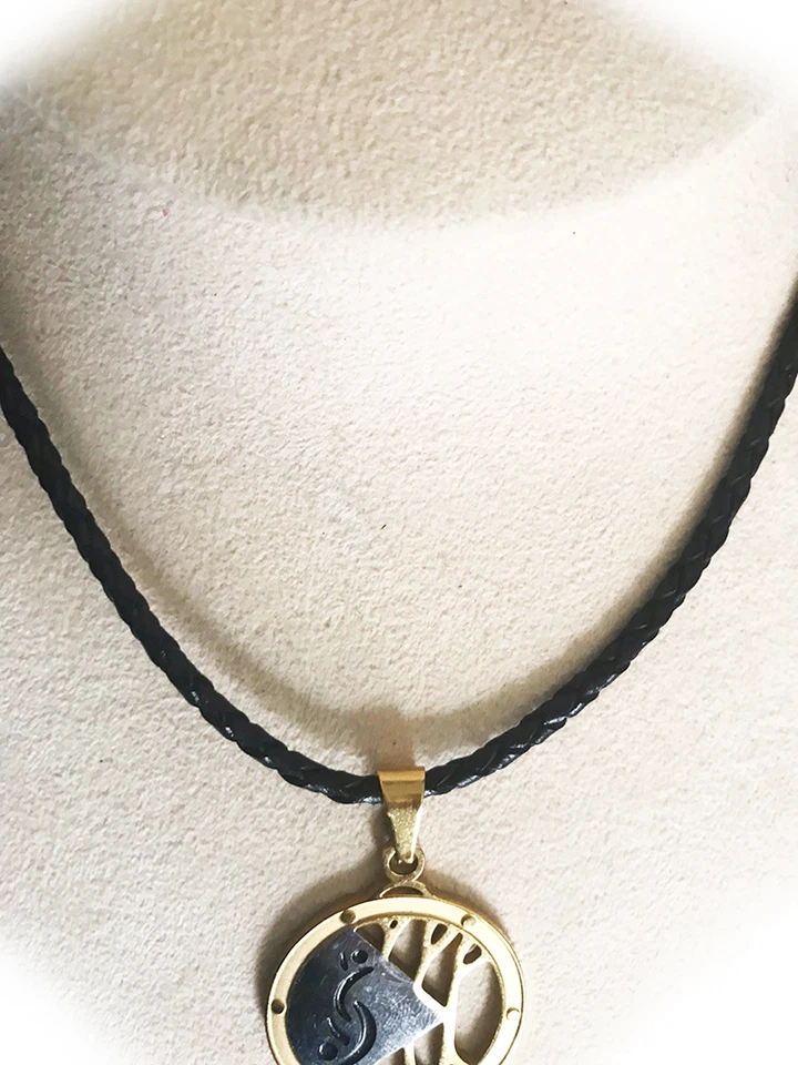  黑色皮革编织摇摆符号项链生活方式 ID 吊坠 — 第 3/4 张图片