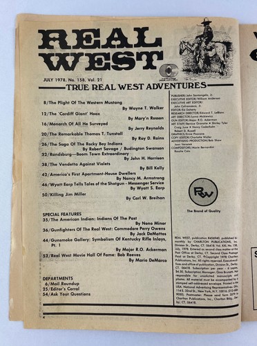 Real West Magazine, Vol. 21, 1978, Vintage Western History, Pulp, Lot of 4 - Foto 9 di 17