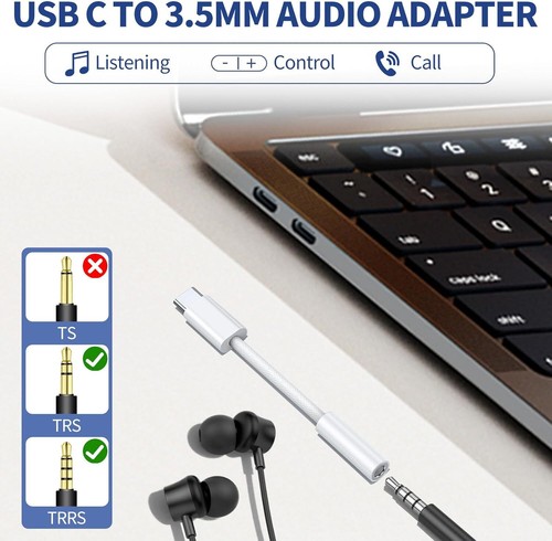 Cable adaptador auxiliar USB C a conector de audio de 3,5 mm para automóvil - Zdjęcie 2 z 9