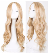 Womens Blonde Long Curly Wigs Natural Wavy Synthetic Hair Cosplay Full Wig +