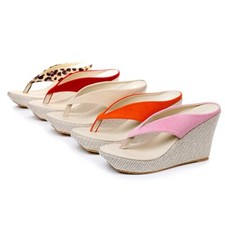 Womens Summer Thongs Slippers Wedge Heel Sandals Platform Flip Flops Beach Shoes