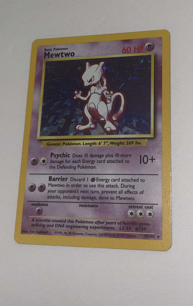 MEWTWO Pokemon Holofoil Base Set Rare Pokemon Card REAL CARD 