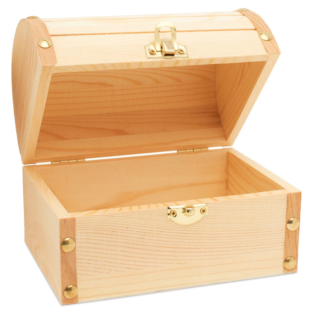 Wood Treasure Chest Box 6 x 4 1 2 inch Unfinished for Crafts Woodpeckers