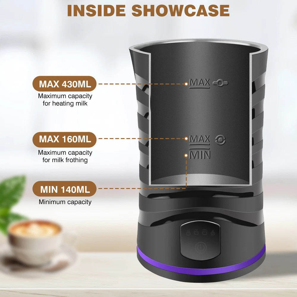 Milk Frother Stainless Steel Milk Steamer Automatic Foam Maker For Coffee NEW