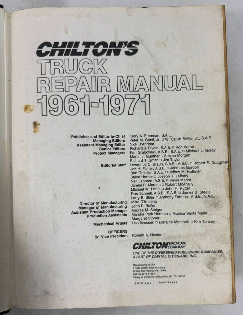 Chilton's Truck Repair Manual 1961-1971 - Collector's