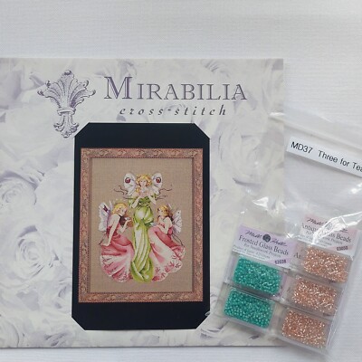Three For Tea Beaded Cross Stitch Chart and Embellishment Pack Mirabilia Designs