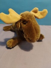 Vintage 1978 R Dakin Brown Laying Down Moose Plush Stuffed Animal 10"