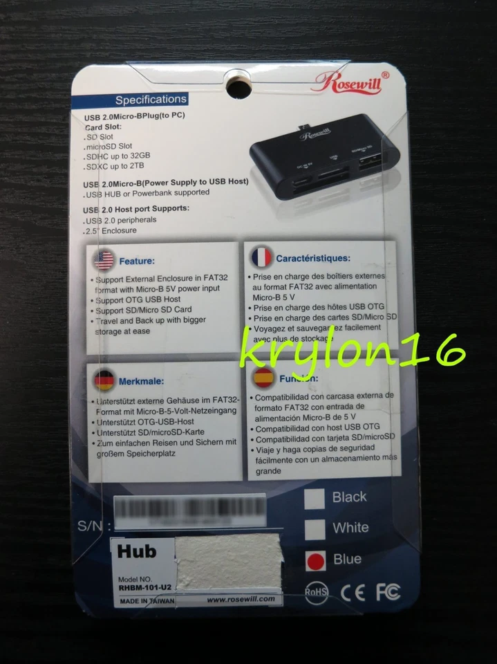 Rosewill Mobile OTG SD Micro USB 2.0 SD Card Reader Retail Kit Droid TG Hub SDHC - Image 2 of 3