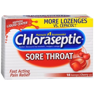 Chloraseptic sore throat oral anesthetic lozenges Cherry - 18 ct (378112011062)