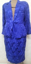 Vintage Argenti Silk 2 Piece set Blue Skirt  Blazer Butterfly pattern
