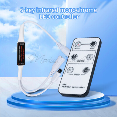 Mini IR 6 Key Remote Controller LED Dimmer for Single Color LED Strip DC5-24V