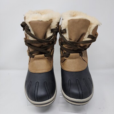 Pawz Winter Boots Womens 6 Brown Ginnie Duck Faux Fur Lace  Bearpaw PAWZ Ginnie Duck Boots Women’s Size 6 Tan Black Faux Fur Winter New main image 0