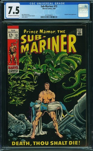 SUBMARINER 13 CGC 7.5 OWW PAGES 1ST GARGANTOS SERPENT CROWN APPEARANCE  B6 - Picture 1 of 2