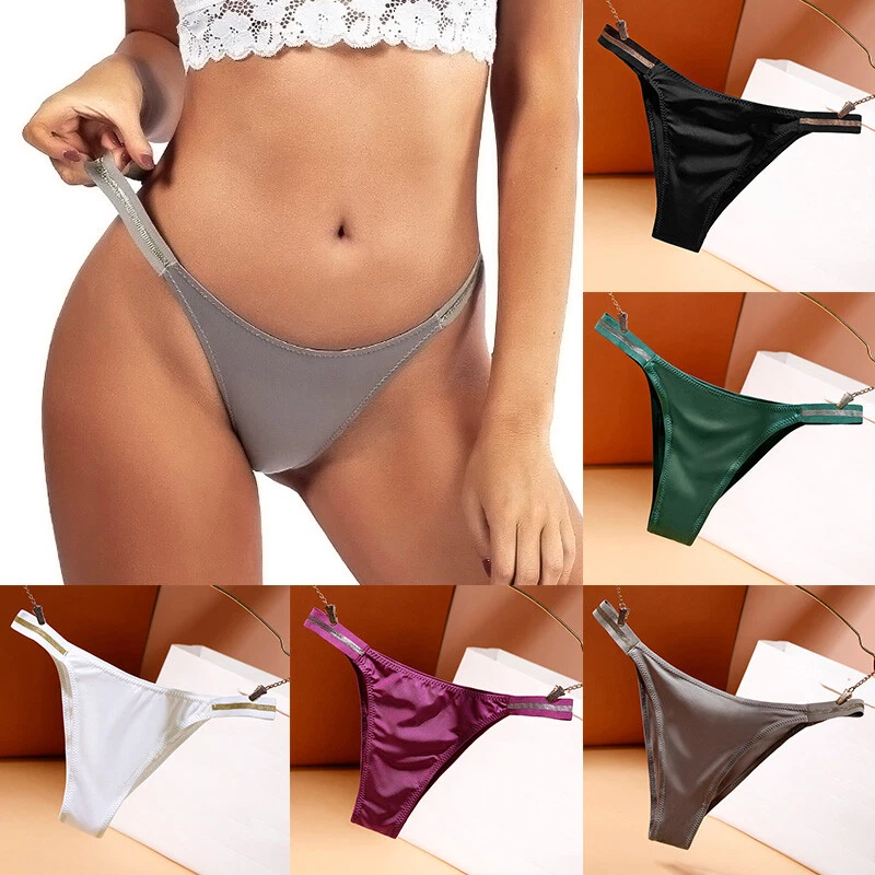 Womens Sexy Ice Silk Underwear Ladies Seamless Knickers Thongs G-string  Panties