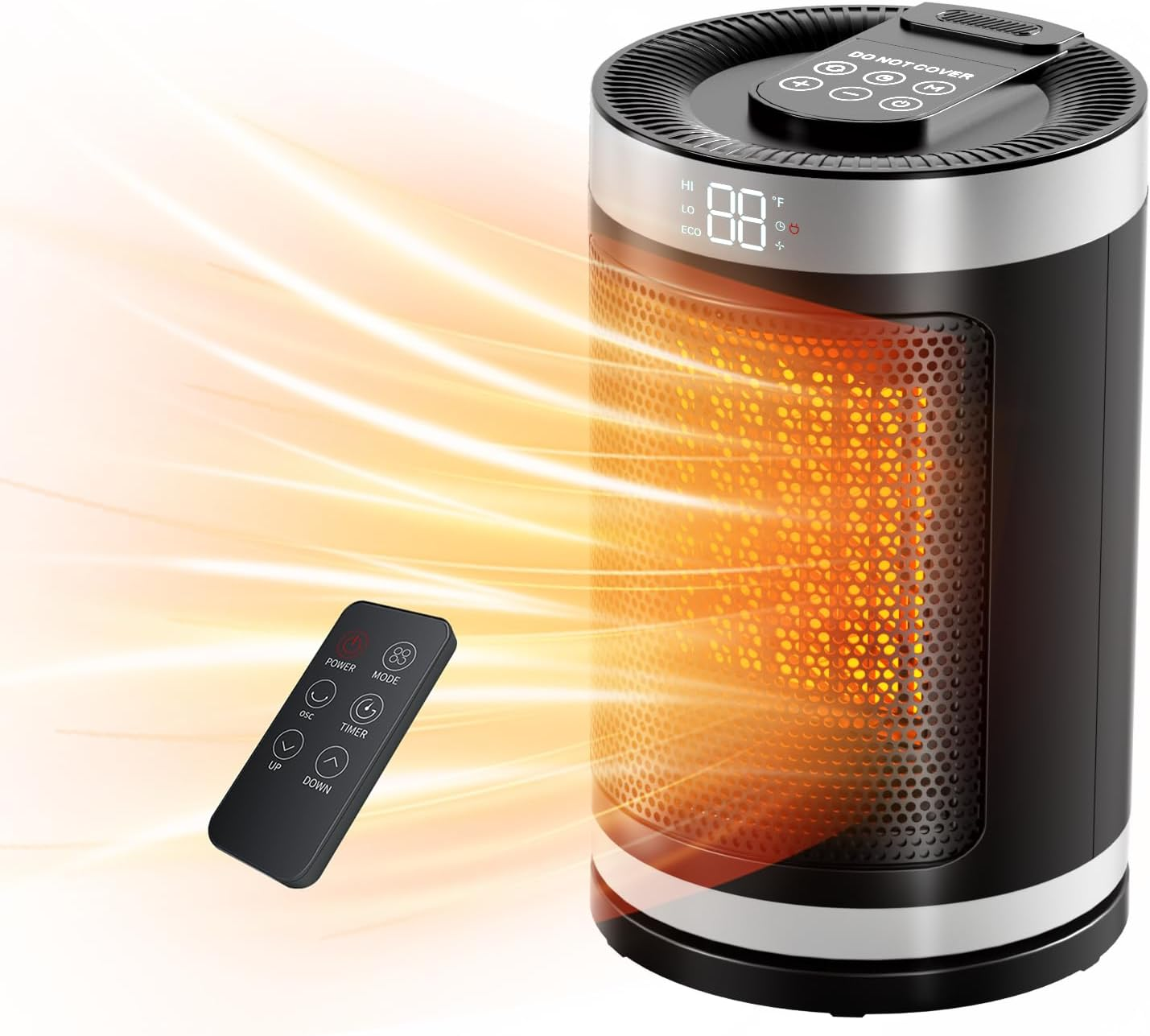 Space Heater, Portable Electric Heater with Remote for Indoor Use, 1-12H Timer,-image