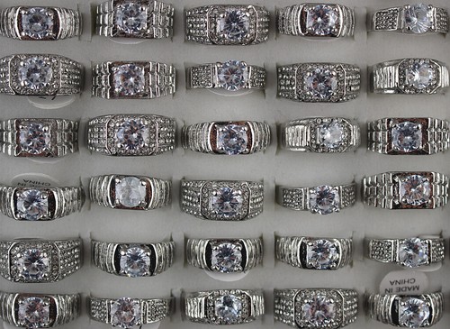 Wholesale Mixed Job Lots 50pcs Clear Cubic Zirconia Rhinestone Party Men's Rings