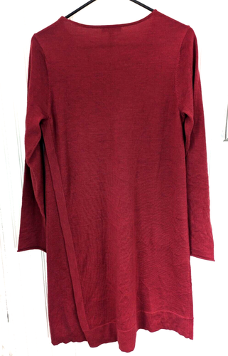 Eileen Fisher Red Merino Wool Jewel Neck Sweater Dress Asymmetric Small (014) - Picture 3 of 8
