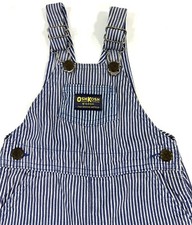 Vintage OshKosh Overalls Railroad Stripe Vestbak USA Made Denim 24 Mos