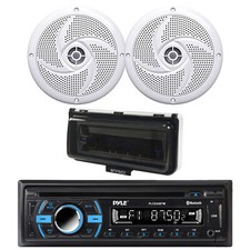 Pyle PLCD43BTM Marine Bluetooth CD Receiver, 2x 4" 100W Speakers, Cover White 