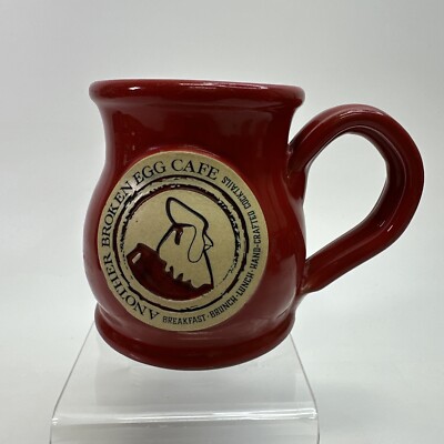 Deneen Pottery Coffee Mug - Another Broken Egg Cafe - Red Handmade 2021 - VGC