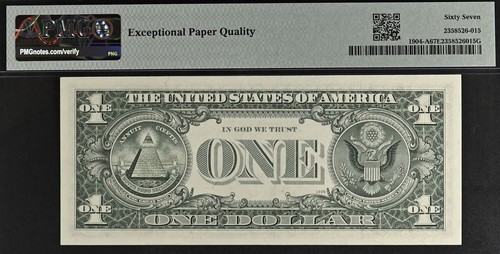 1969A $1 Federal Reserve Note - PMG 67EPQ - Second Highest Graded - Fr 1904-A - Picture 4 of 4