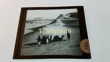 GJQ Glass Magic Lantern Slide Photo TWO MEN AND CAMELS IN DESERT