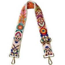 Adjustable 2" Wide Flower Purse Strap for Women Handbags & Guitars - Ivory