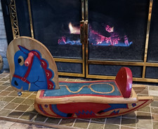 Solid Wood Childs Rocking Horse 1950s, Toddler, Toy, VTG, Sturdy