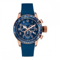 Nautica Men's 46mm Blue Silicone Band Rose Gold Ip Case Quartz Watch Nai28500g Nautica Men's 46mm Blue Silicone Band Rose Gold Ip Case Quartz Watch Nai28500g