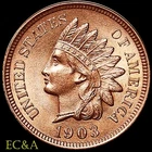 1903 INDIAN HEAD CENT LUSTROUS RED SUPERB GEM!  (IH956)