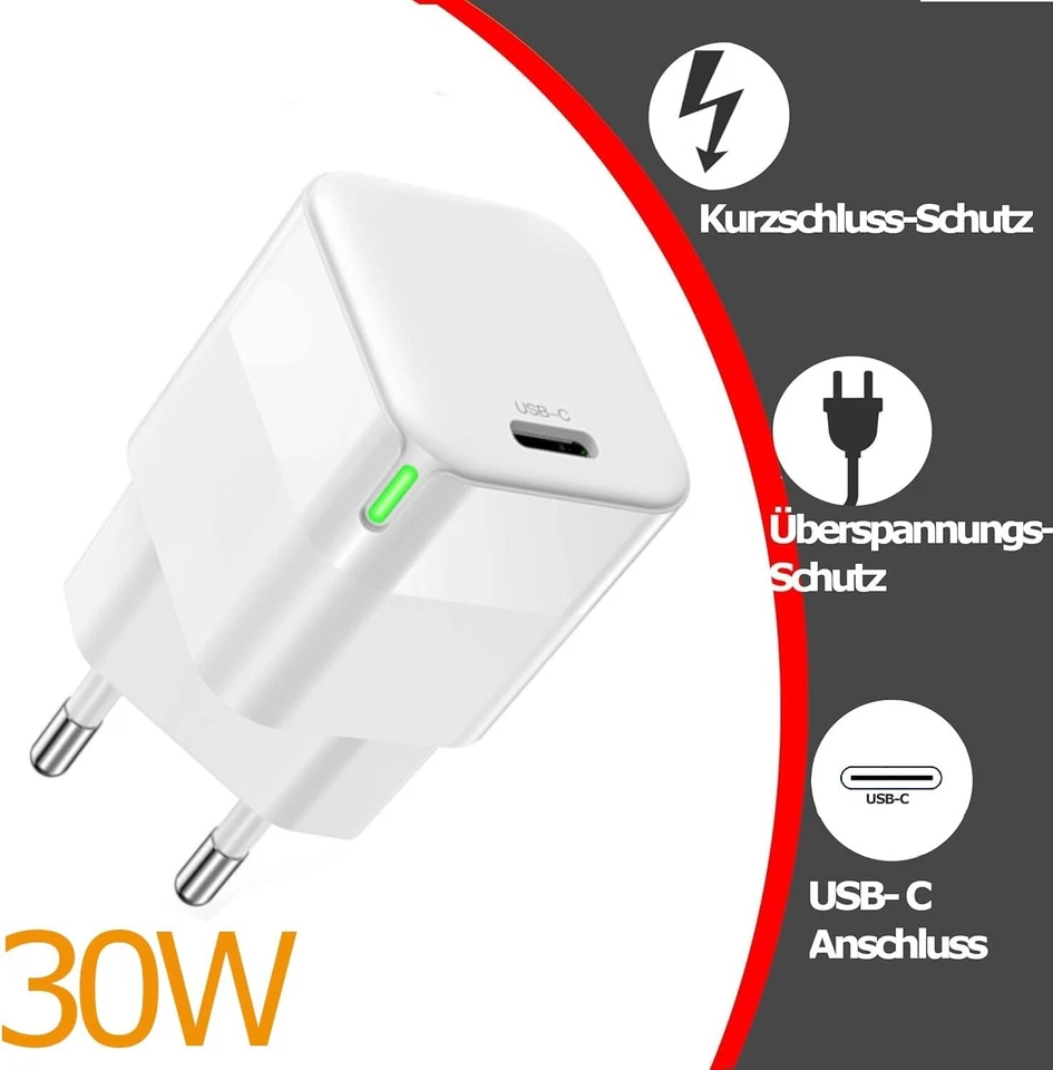 30W Caricatore USB 3.1 Tipo C Adattatore Per Sony Xperia 1 VI (6) Spina BIANCA - Immagine 2 di 4